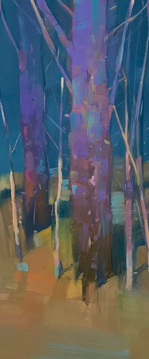 Vibrant Forest, Landscape oil painting, Handmade artwork, by Vahe Yeremyan