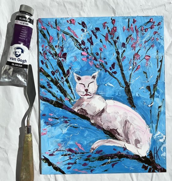 Van Gogh's Cat in the blossom garden