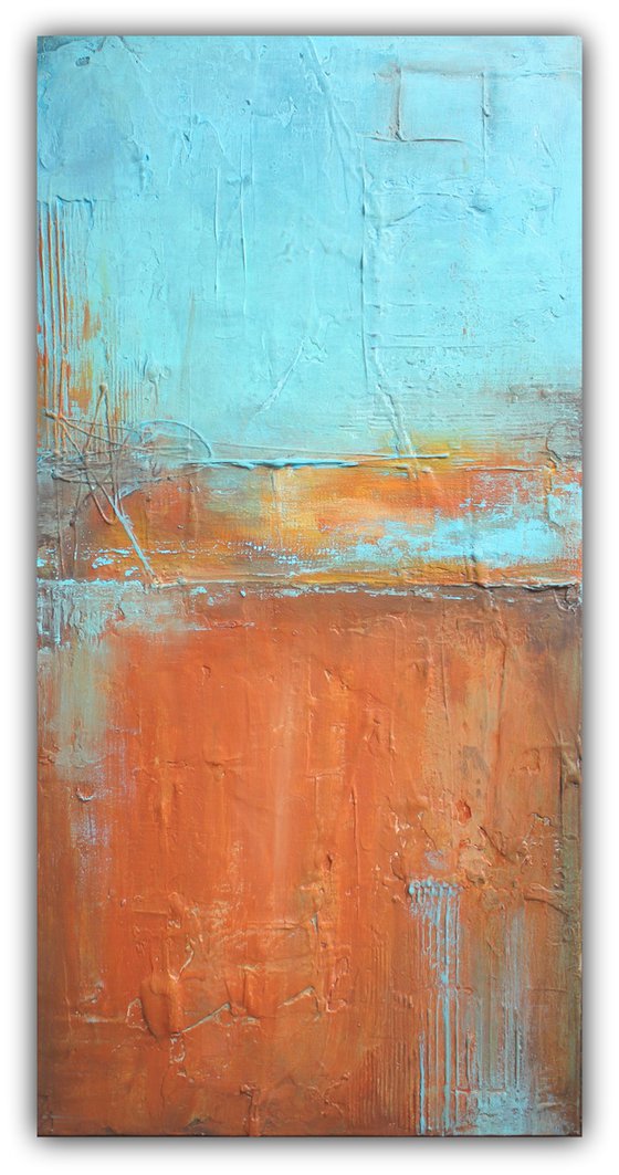 Uncovered Orange - Orange and Blue Texture Art