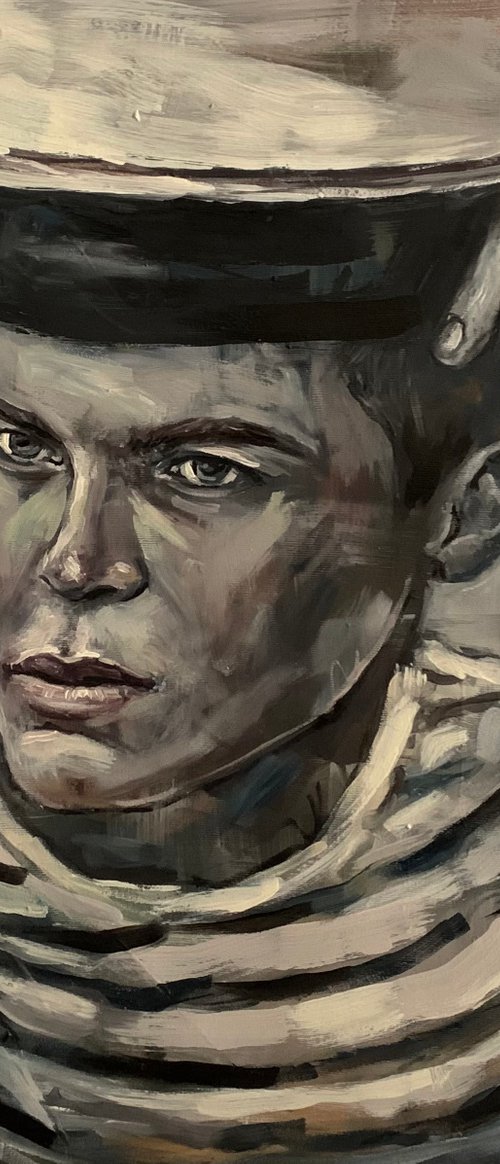 Male figure portrait sailor painting by Emmanouil Nanouris