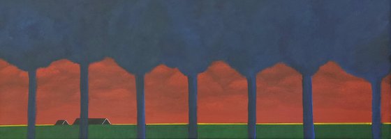 Trees are blue, the sky is glowing