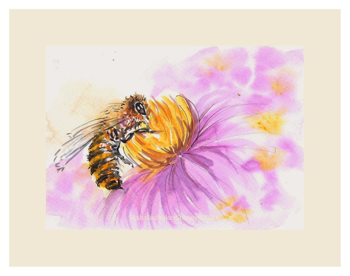 The bumblebee Honey bee - To Bee or not to be 3- 7x5 by Asha Shenoy