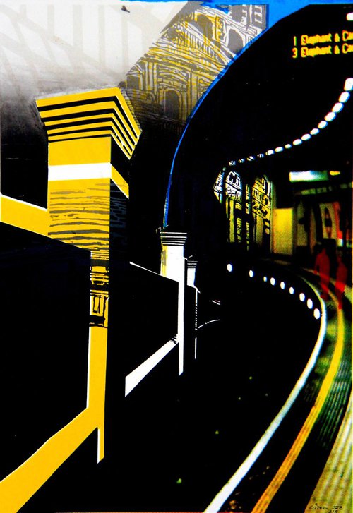 Elephant and Castle Tube line by Eileen  St Julian-Bown