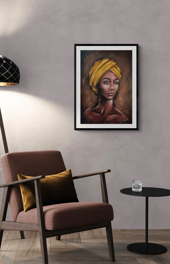 African Beauty III - original oil on canvas portrait painting