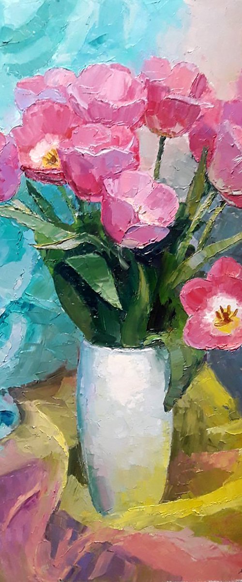 Pink tulips by Boris Serdyuk