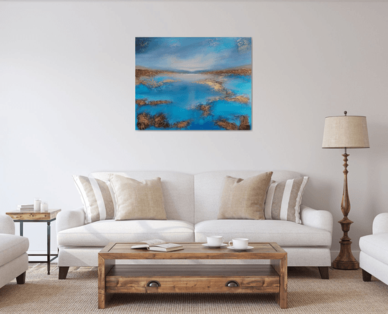 A XL large beautiful modern semi-abstract  seascape painting "Peace"