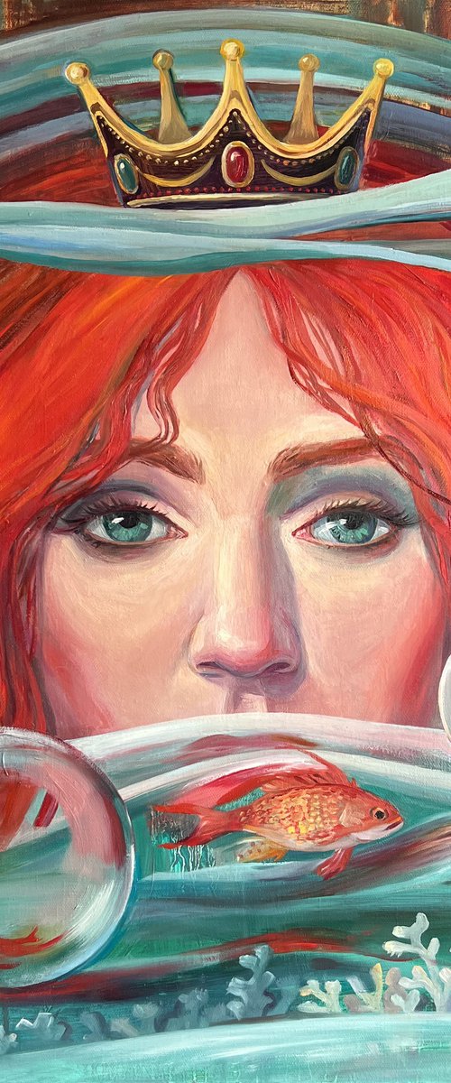 Queen of water and floating words. Red-haired woman. by Natalia Veyner