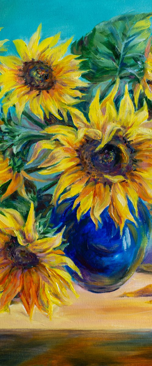 Still life with sunflowers by Galyna Shevchencko