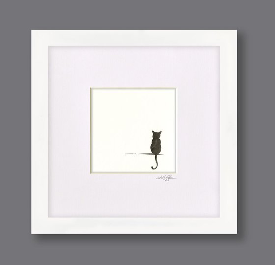 I Love Cats 9 - Cat Sitting Minimalist Watercolor by Kathy Morton Stanion