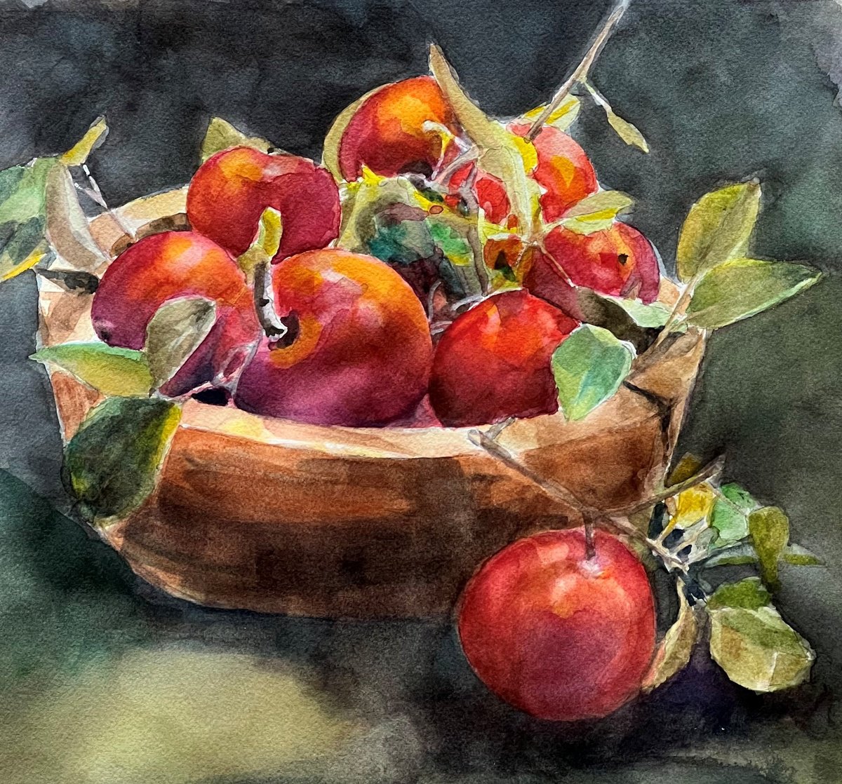 Impressionistic Watercolour , Ready For A Pie By Bronwen Jones, 13 X 13, Artwork For Sale On Artfinder