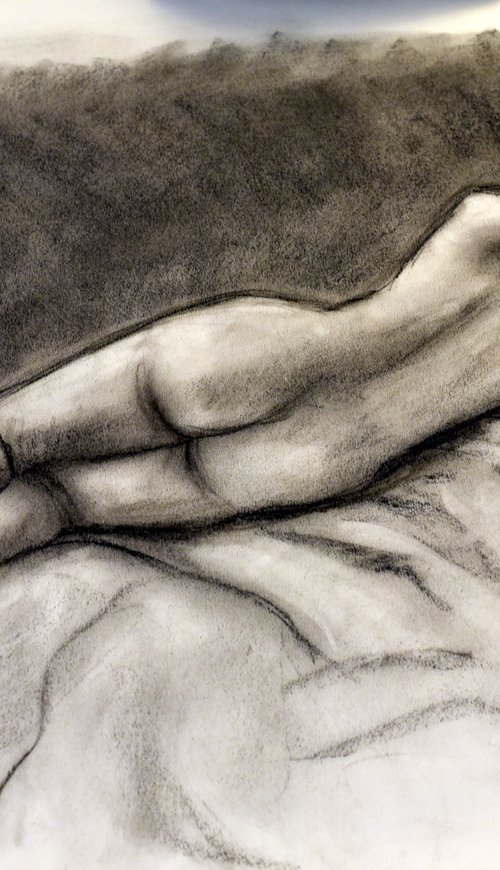 Sleeping Venus Charcoal Drawing by katy hawk