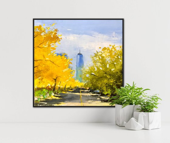 New York painting, fall in NY , gift art