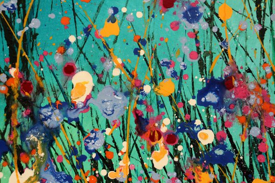 Underwater Love#2 - Super sized original abstract floral landscape