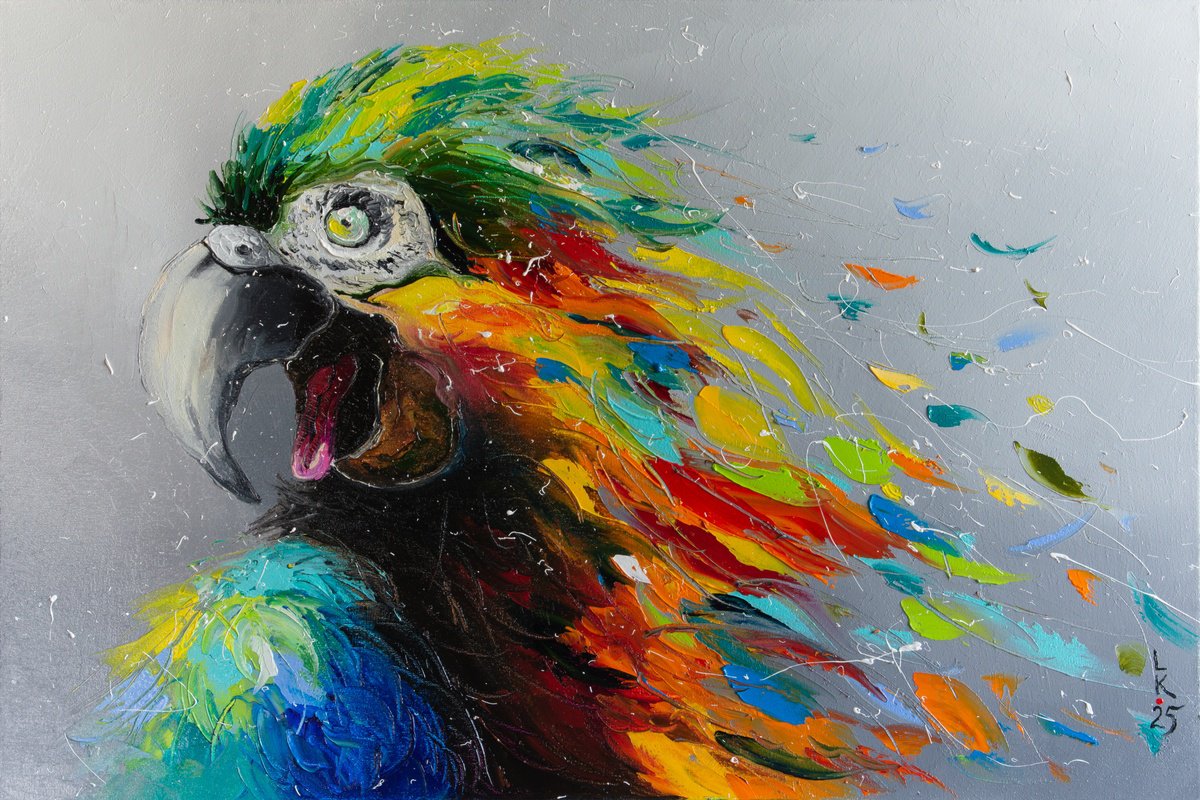 Animal Oil Painting By Liubov Kuptsova, 24 X 16", Scream Of Freedom, Original Artwork