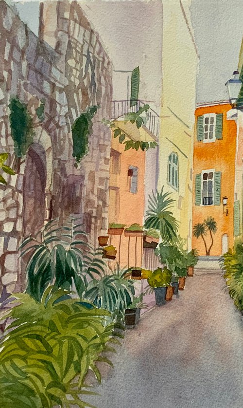 French Village Street by Mary Stubberfield