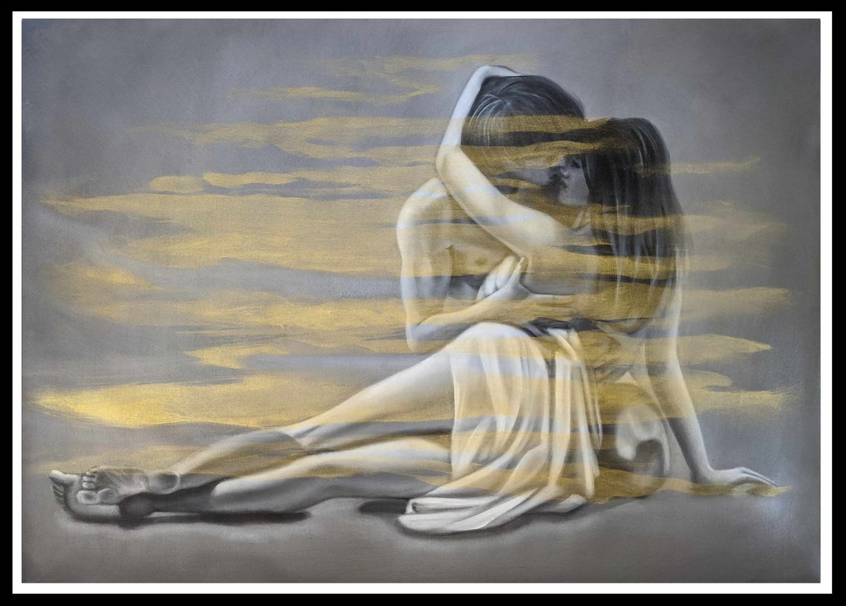 Photorealistic Portrait Oil Painting By Irinagoldenfish, 43 X 31, Together Forever, Original Artwork