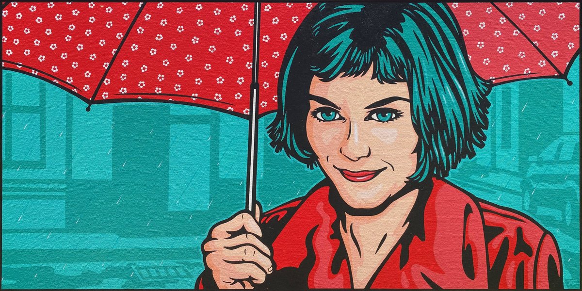 Urban And Pop Portrait Acrylic Painting By Jamie Lee, 39 X 20, Amelie Poulain, Original Artwork