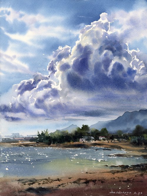 Sea coast of Cyprus Clouds #8 by Eugenia Gorbacheva
