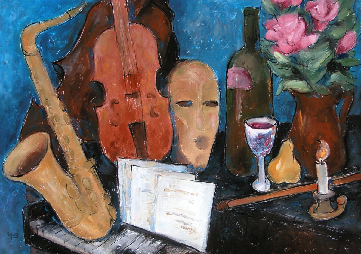 Still life with musical instruments by Valentina Yevmenenko