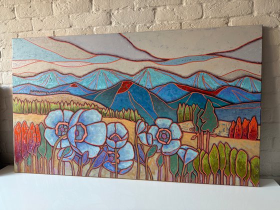 Blue poppies in the mountains