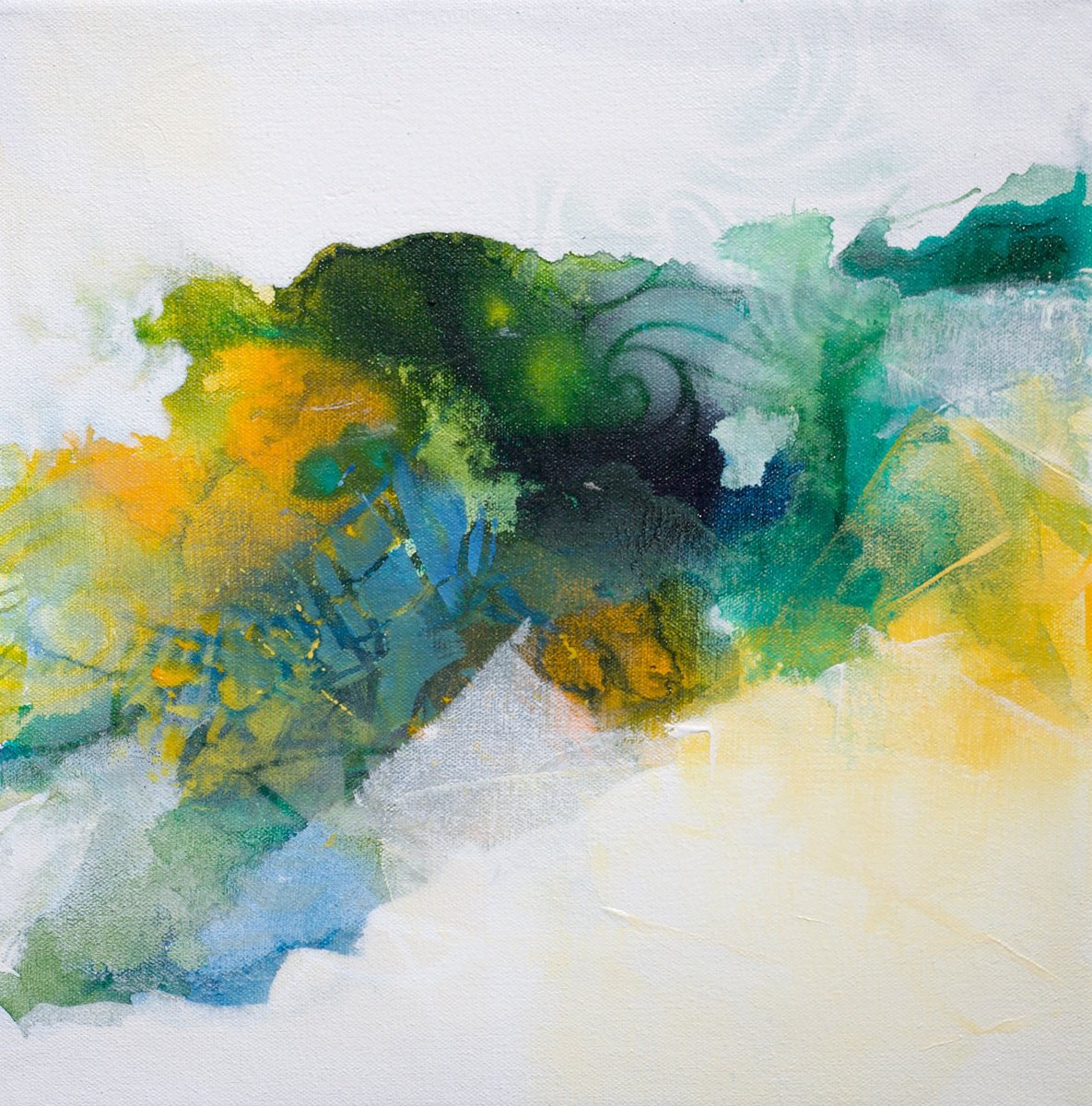 Organic Abstract Acrylic Painting By Karen Hale, 12 X 12", Fresh Paint #3, Original Artwork