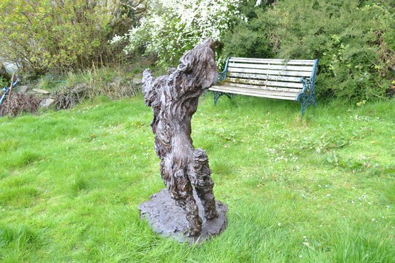 Leaping Bearded Collie Resin