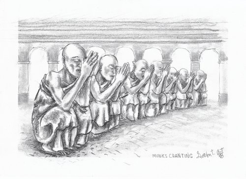 Monks chanting by Gordon T.