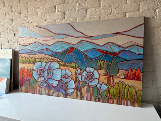 Blue poppies in the mountains
