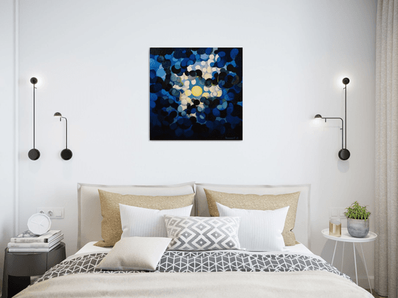 Full Moon (60x60cm, cubism, oil painting, ready to hang)
