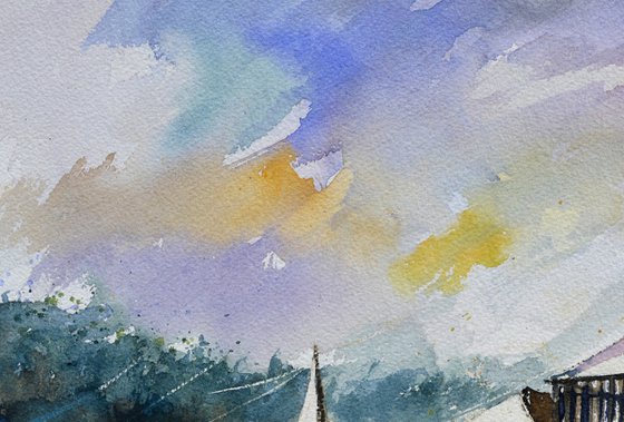 my peaceful village  watercolour