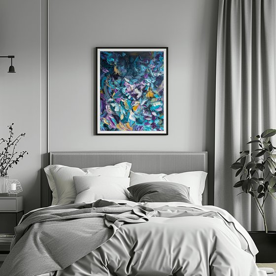 Turquoise Gold Impasto Art