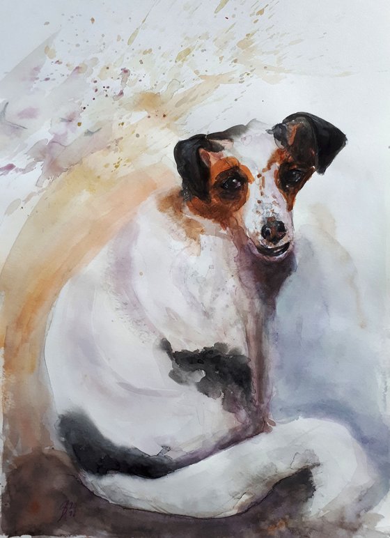 Dog named Lucky... / FROM THE ANIMAL PORTRAITS SERIES / ORIGINAL PAINTING