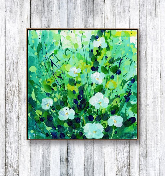 Sweet Wonder 5 -  Textured Flower Painting  by Kathy Morton Stanion