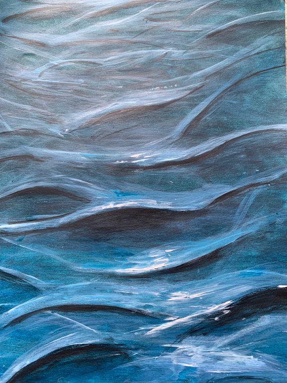 Water Seascape Painting for Home Decor, Blue Impressions Wall Art Decor, Artfinder Gift Ideas