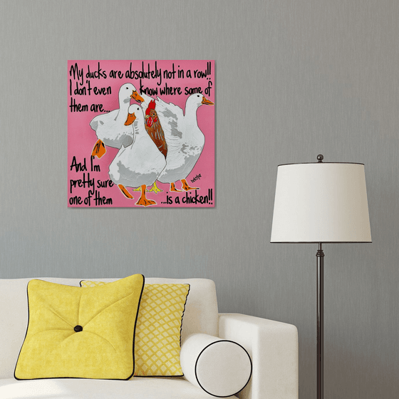 Ducks in a Row Pink Chicken 61cm x 61cm