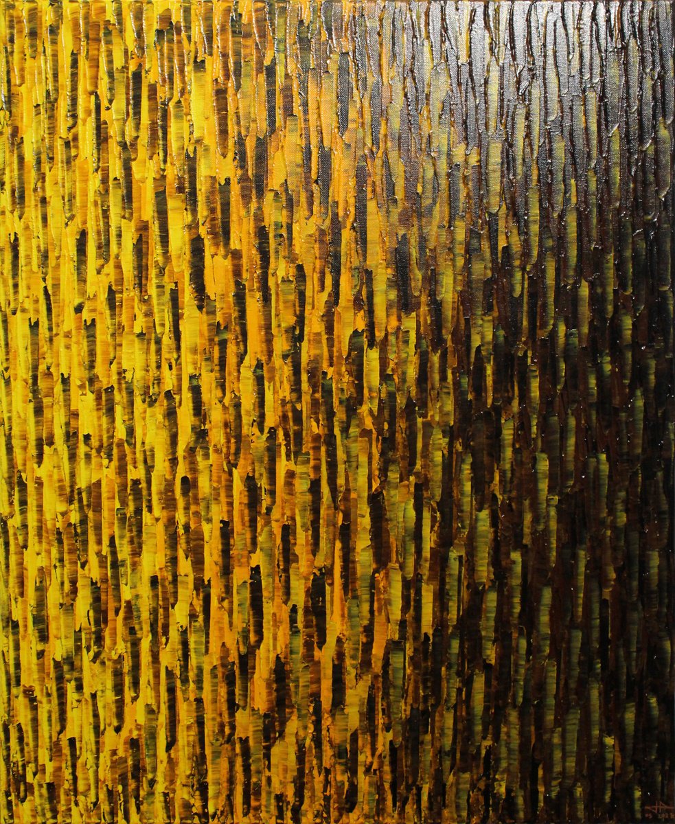 Abstract Acrylic Painting By Jonathan Pradillon, 20 X 24, Brown Yellow Color Fade, Original Artwork
