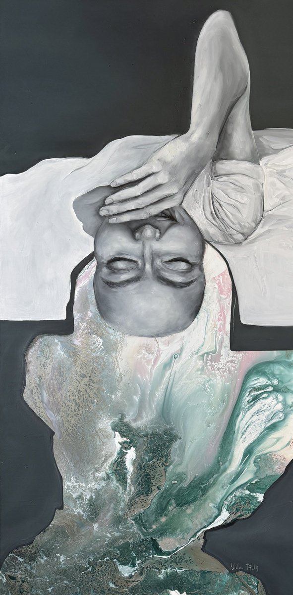 Abstract Portrait Painting By Yuliia Poraiko, 24 X 49", Serenity, Original Artwork