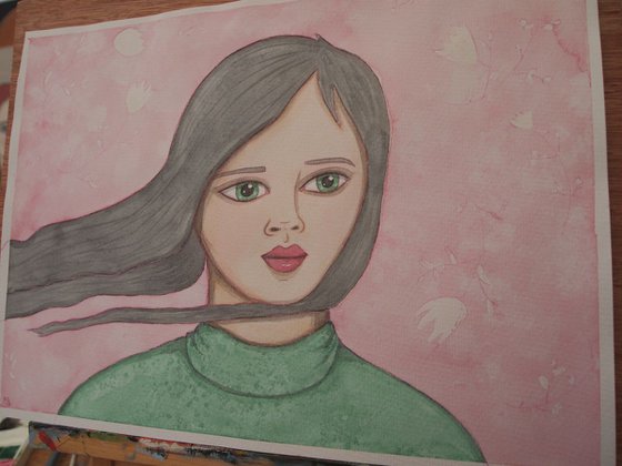 Pink & Green Portrait