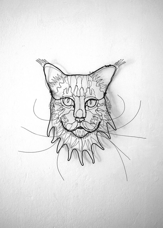 Cat Portrait Wire Sculpture