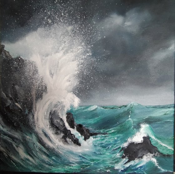 Stormy Sea; original Seascape oil on canvas
