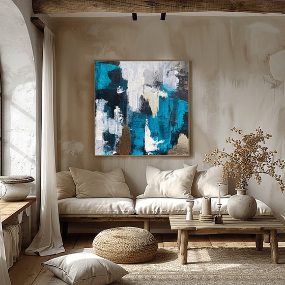 Teal Gold Abstract Canvas