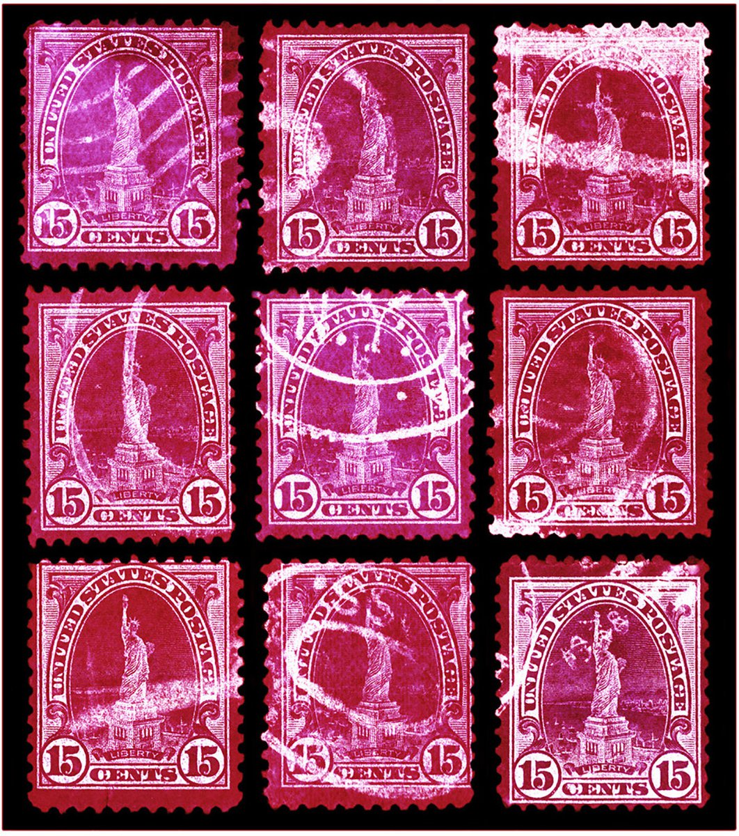 Heidler & Heeps American Stamp Collection ’Liberty’ Magenta Mosaic by Richard Heeps