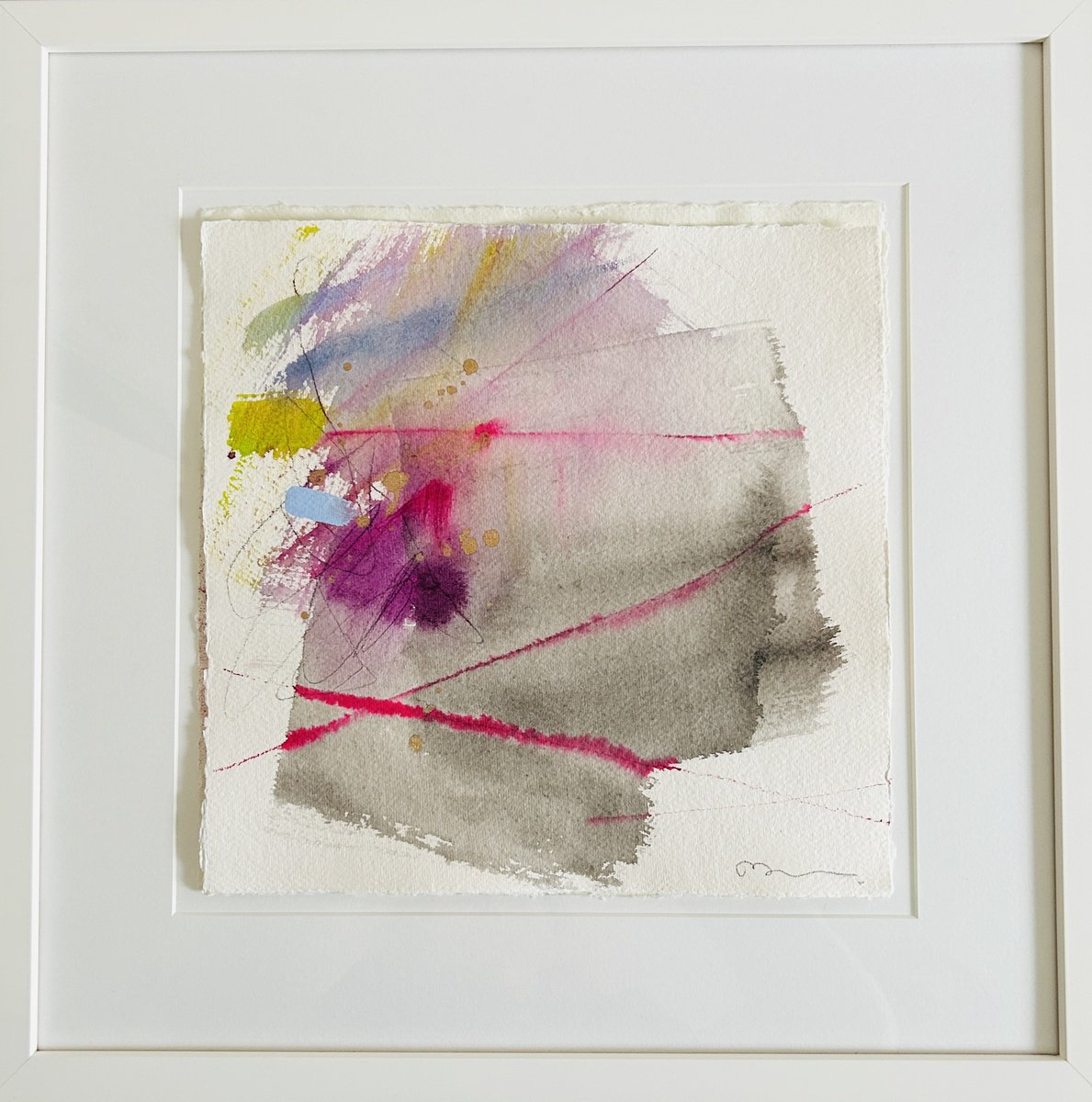 Abstract Ink Drawing By Ryoko Minamitani, 12 X 12", Conversation Series 75, Original Artwork