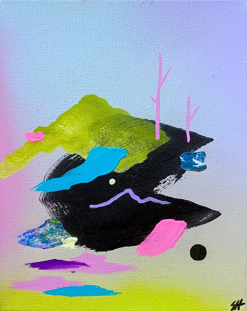 Abstract Landscape Painting By Sara Hoque, 9 X 11", Motion, Original Artwork