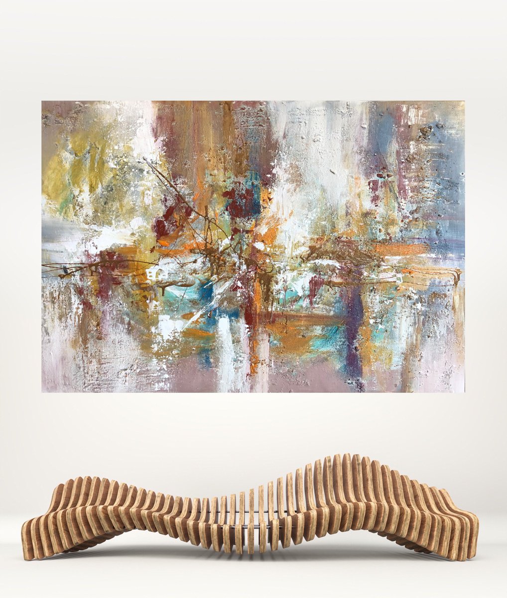 Abstract Acrylic Painting By Snezana Djordjevic, 35 X 28", Release, Original Artwork