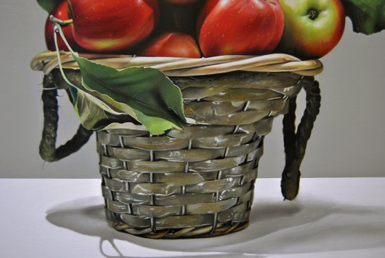 Still life with apples , Original oil on canvas painting