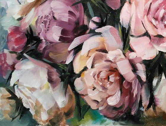 Bouquet of rose peonies