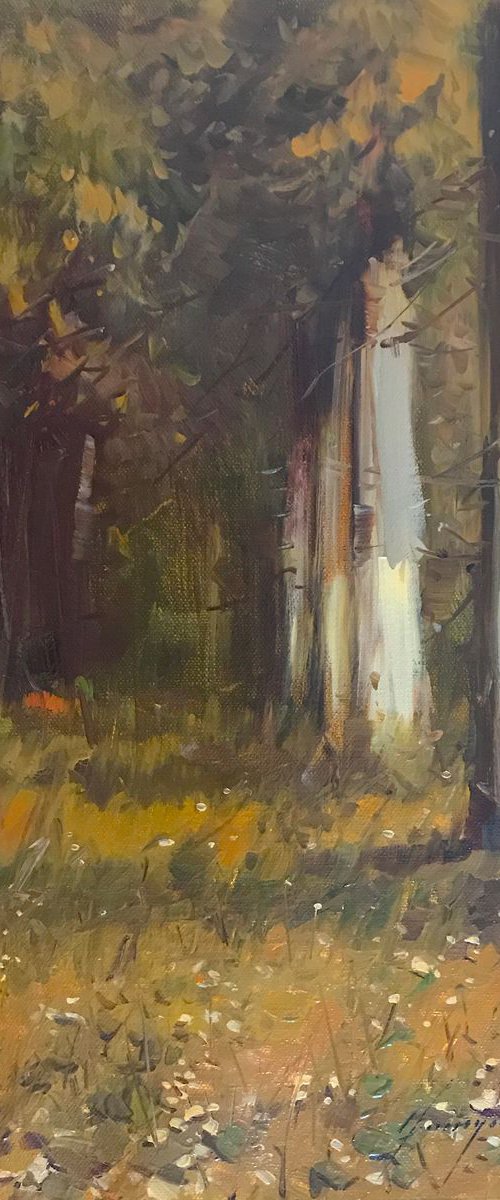 Dreamy Birches, Landscape oil painting, One of a kind, Signed, Handmade artwork by Vahe Yeremyan