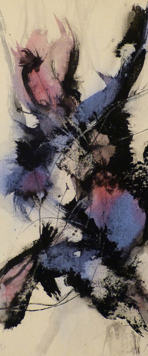 Abstract Blue and Violet, 22x40 cm by Frederic Belaubre