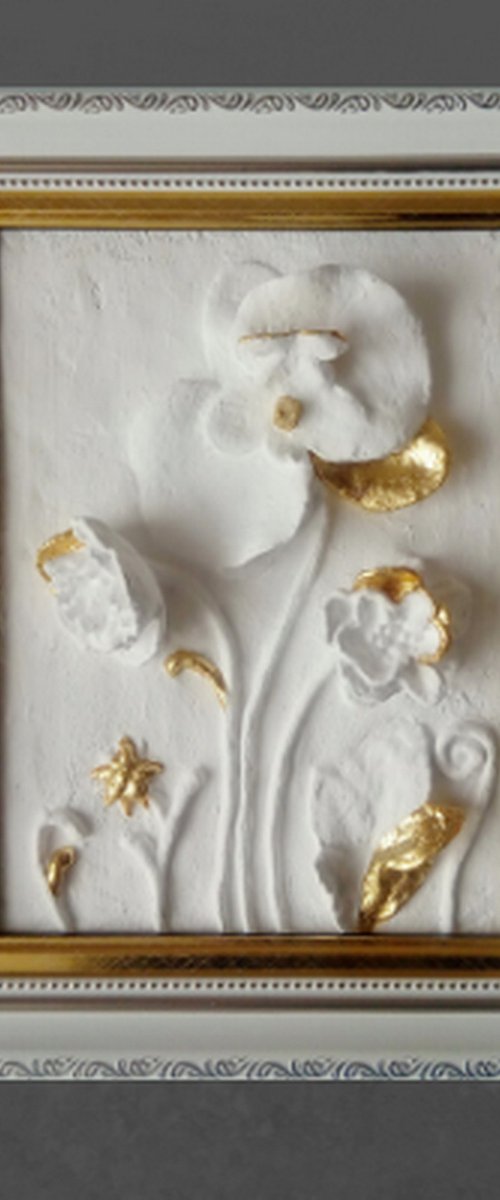 sculptural wall art "Three Flowers" by Tatyana Mironova